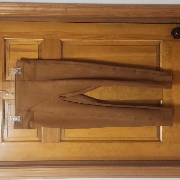 SPANX Pants - SPANX Tan/Camel Suede Leggings Women's Size Large Petite, EUC